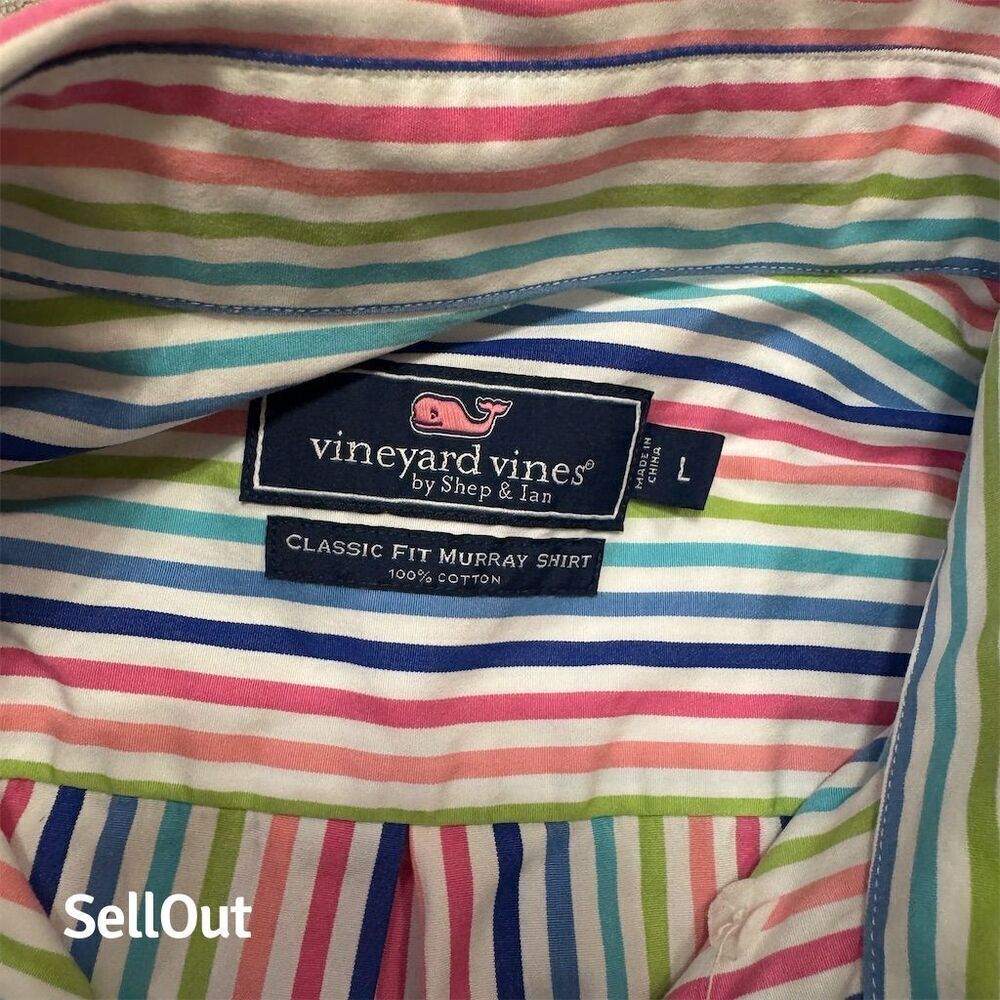 Vineyard Vines Men's L Striped Button-Up Shirt Multicolor Long Sleeve - Picture 7 of 7